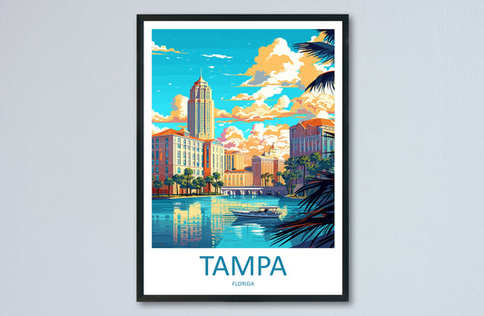 Tampa Travel Print Wall Art Tampa Wall Hanging Home Décor Tampa Gift Art Lovers Gift Beach Florida Tampa Print For Florida City Lovers