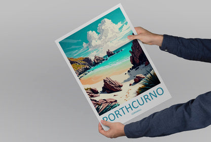 Porthcurno Travel Print Wall Art Porthcurno Wall Hanging Home Décor Porthcurno Gift Art Lovers England Art Lover Gift Porthcurno