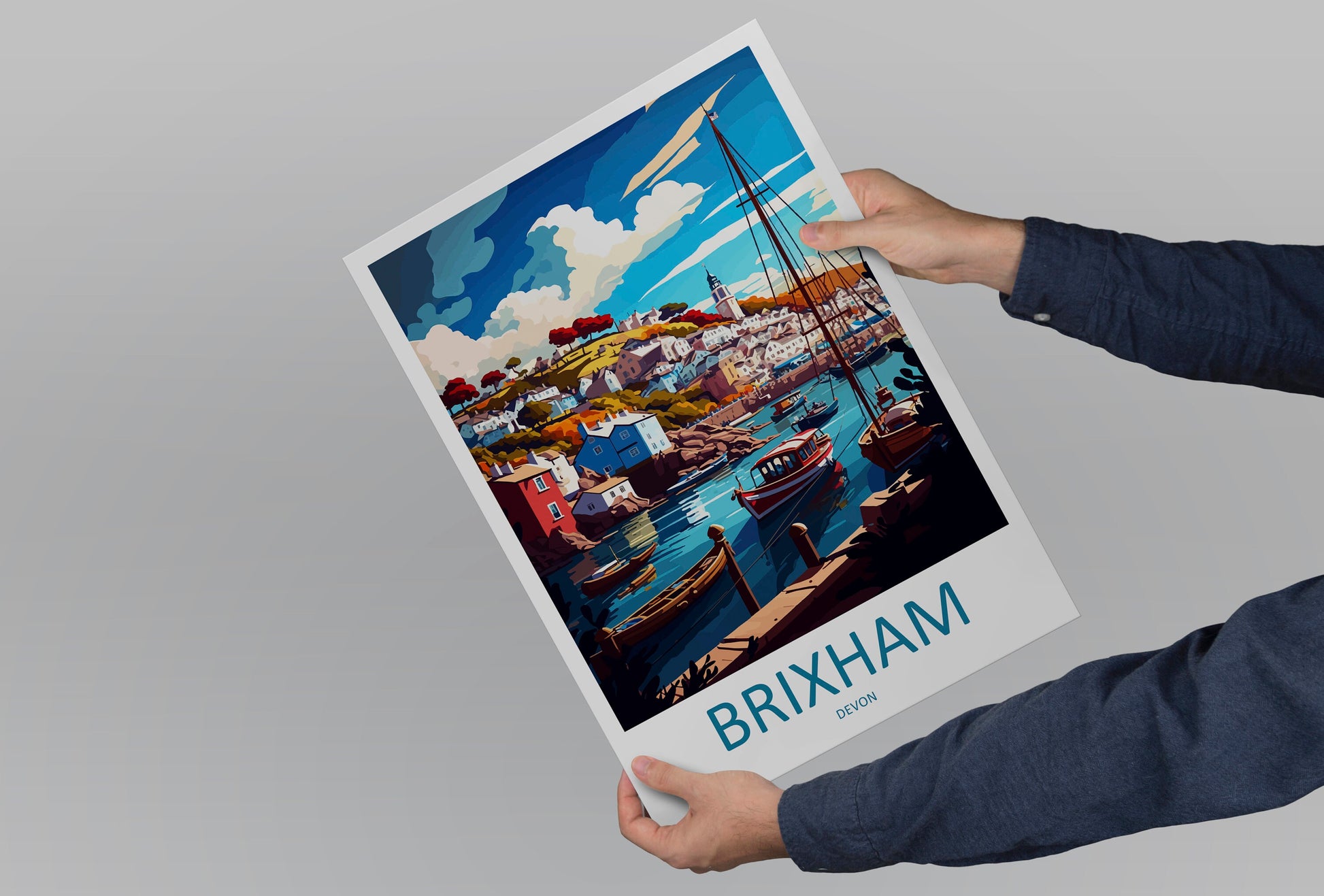 Brixham Travel Print Wall Art Brixham Wall Hanging Home Décor Brixham Gift Art Lovers England Art Lover Gift Brixham Art Poster For UK Lover