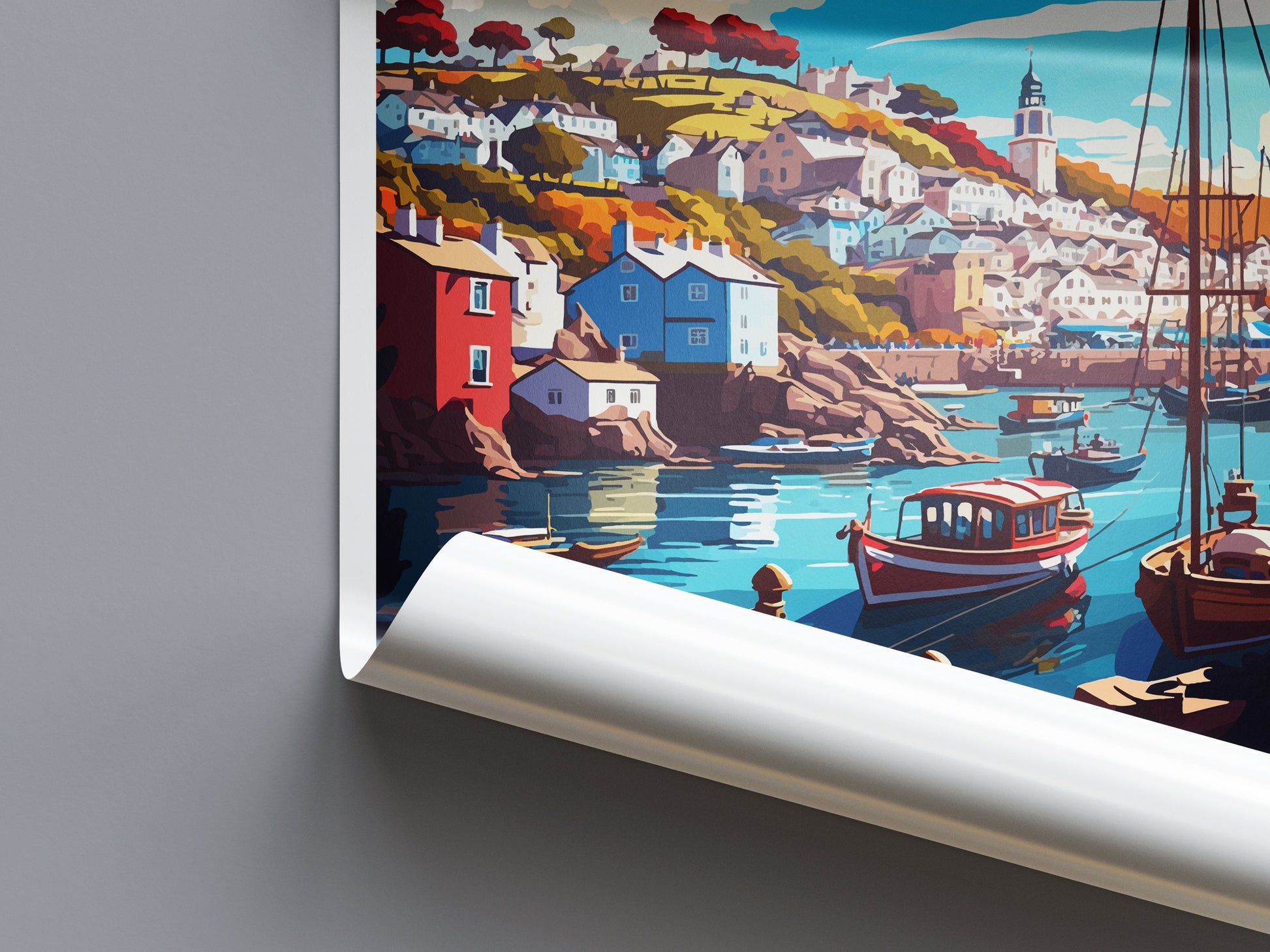 Brixham Travel Print Wall Art Brixham Wall Hanging Home Décor Brixham Gift Art Lovers England Art Lover Gift Brixham Art Poster For UK Lover