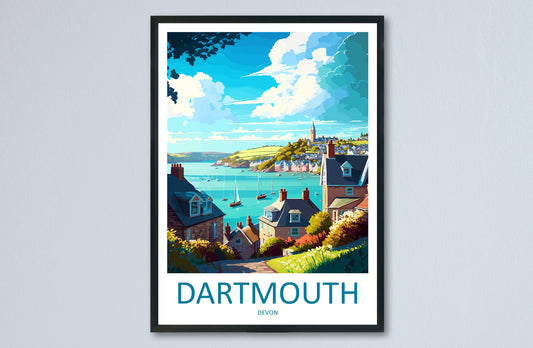 Dartmouth Travel Print Wall Art Dartmouth Wall Hanging Home Décor Dartmouth Gift Art Lovers England Art Lover Gift Dartmouth Art Poster