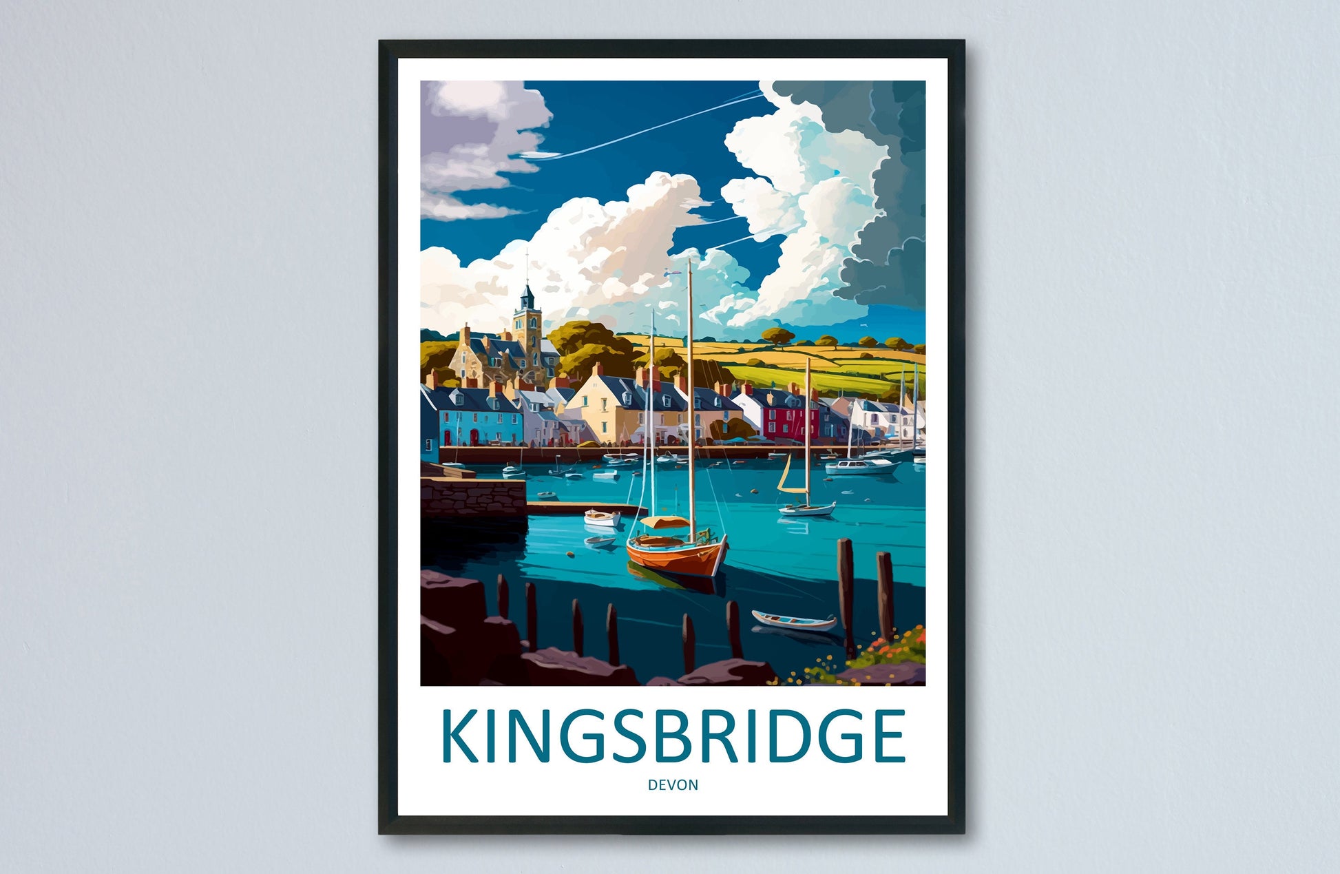 Kingsbridge Travel Print Wall Art Kingsbridge Wall Hanging Home Décor Kingsbridge Gift Art Lovers England Art Lover Gift Kingsbridge Art