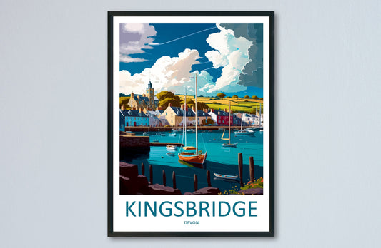 Kingsbridge Travel Print Wall Art Kingsbridge Wall Hanging Home Décor Kingsbridge Gift Art Lovers England Art Lover Gift Kingsbridge Art