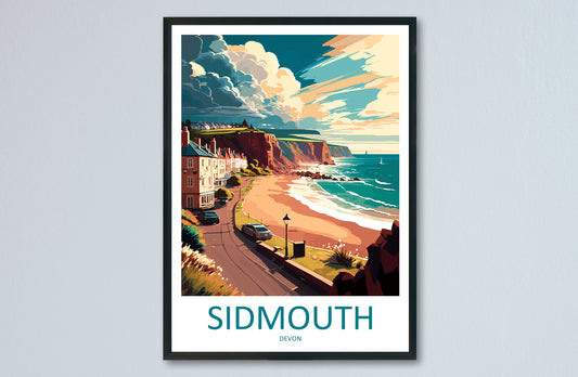 Sidmouth Travel Print Wall Art Sidmouth Wall Hanging Home Décor Sidmouth Gift Art Lovers England Art Lover Gift Sidmouth Art Poster