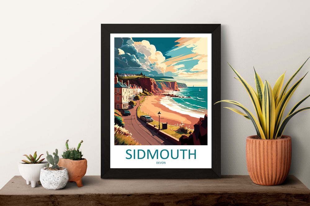 Sidmouth Travel Print Wall Art Sidmouth Wall Hanging Home Décor Sidmouth Gift Art Lovers England Art Lover Gift Sidmouth Art Poster