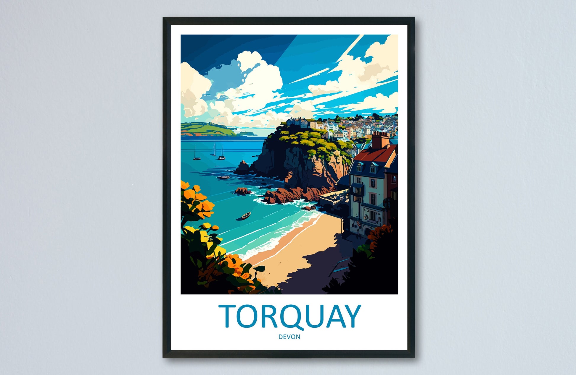 Torquay Travel Print Wall Art Torquay Wall Hanging Home Décor Torquay Gift Art Lovers England Art Lover Gift Torquay Art