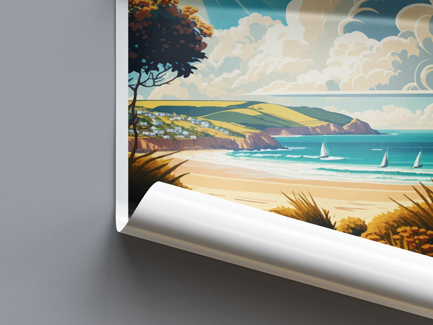 Woolacombe Travel Print Wall Art Woolacombe Wall Hanging Home Décor Woolacombe Gift Art Lovers England Art Lover Gift Woolacombe Art