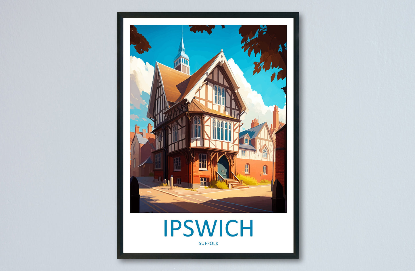 Ipswich Travel Print Wall Art Ipswich Wall Hanging Home Décor Ipswich Gift Art Lovers England Art Lover Gift Ipswich Art