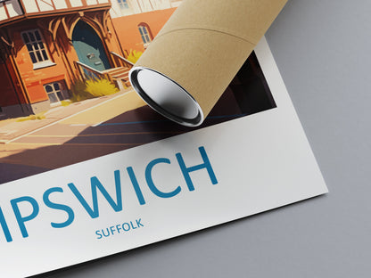 Ipswich Travel Print Wall Art Ipswich Wall Hanging Home Décor Ipswich Gift Art Lovers England Art Lover Gift Ipswich Art