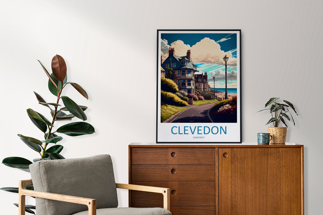 Clevedon Travel Print Wall Art Clevedon Wall Hanging Home Décor Clevedon Gift Art Lovers England Art Lover Gift Clevedon Art