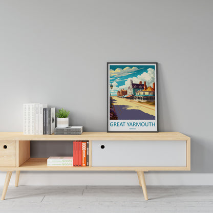 Great Yarmouth Travel Print Wall Art Great Yarmouth Wall Hanging Home Décor Great Yarmouth Gift Art Lovers England Art Lover Gift