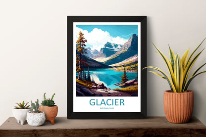 Glacier National Park Travel Print Wall Art Glacier National Park Wall Hanging Home Décor Glacier National Park Gift Art