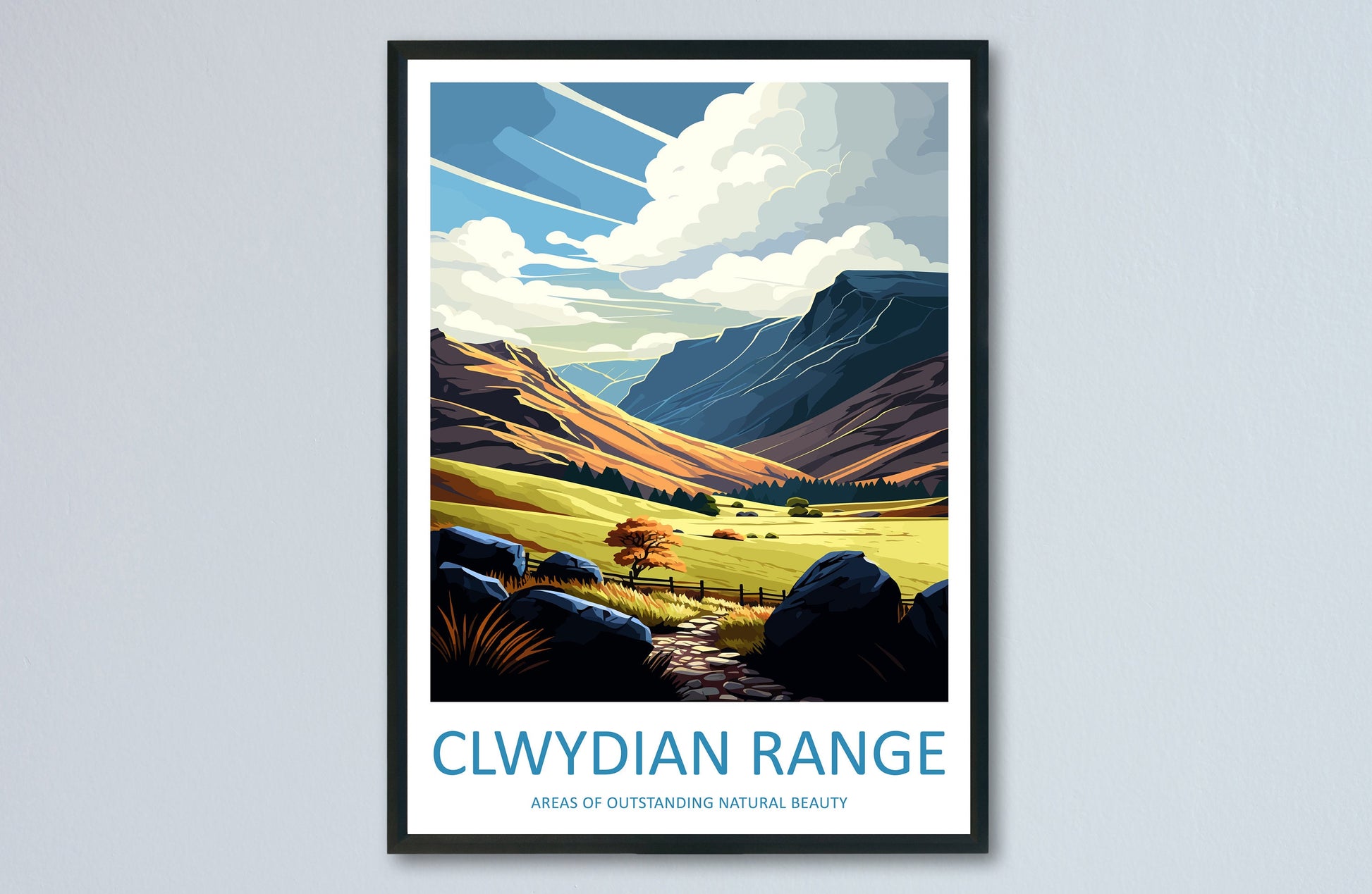 Clwydian Range Travel Print Wall Art Clwydian Range Wall Hanging Home Decoration Clwydian Range Gift Art Lovers Wall Art ANOB Travel Art
