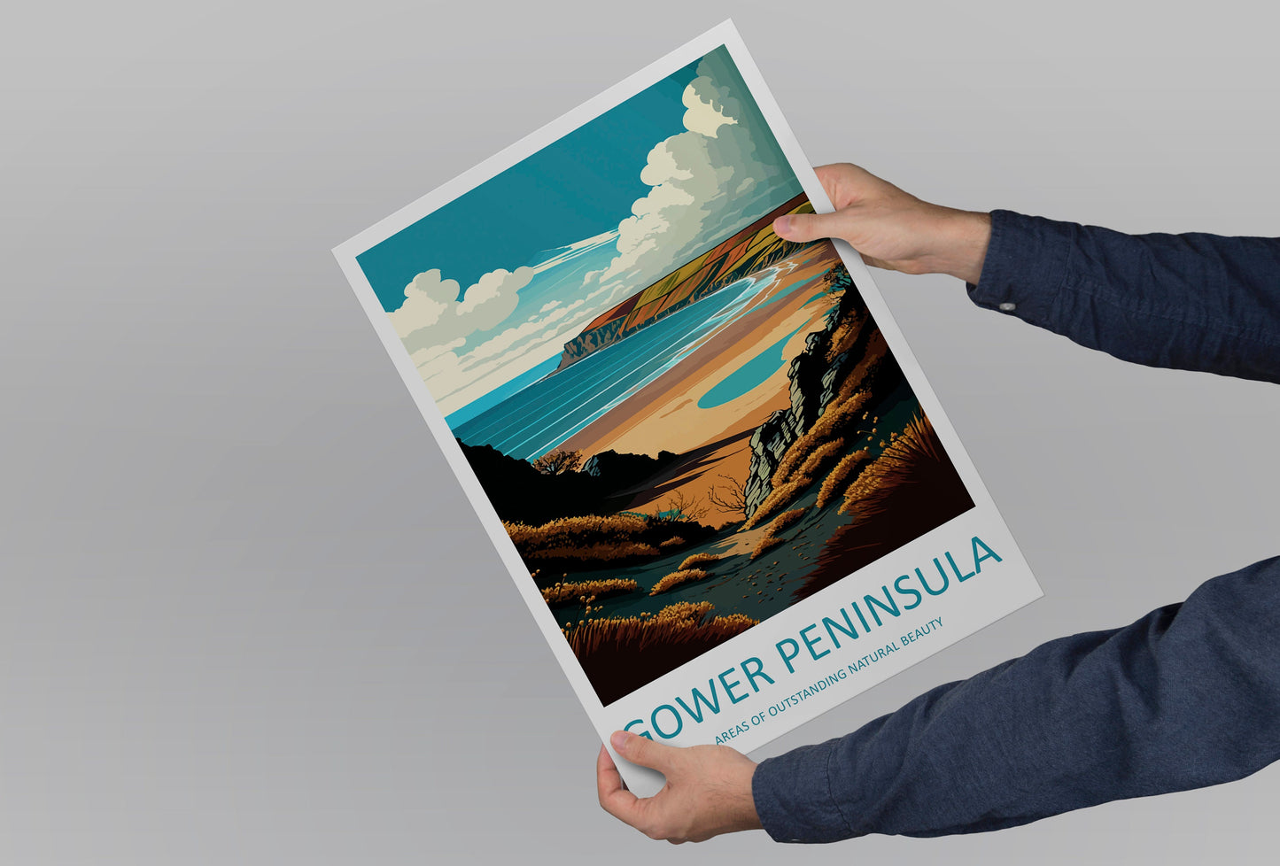 Gower Peninsula Travel Print Wall Art Gower Peninsula Wall Hanging Home Decor Gower Peninsula Gift Art Lovers Wall Art ANOB Travel Art