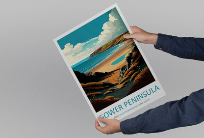 Gower Peninsula Travel Print Wall Art Gower Peninsula Wall Hanging Home Decor Gower Peninsula Gift Art Lovers Wall Art ANOB Travel Art