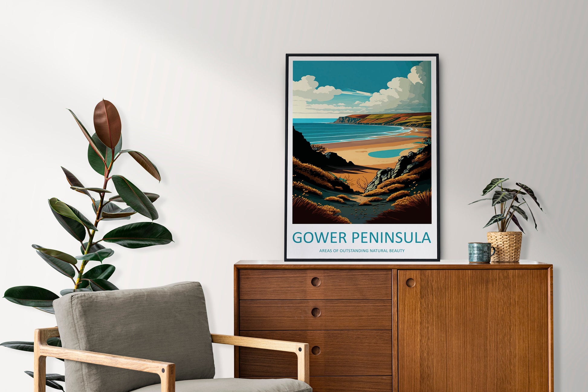Gower Peninsula Travel Print Wall Art Gower Peninsula Wall Hanging Home Decor Gower Peninsula Gift Art Lovers Wall Art ANOB Travel Art