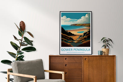 Gower Peninsula Travel Print Wall Art Gower Peninsula Wall Hanging Home Decor Gower Peninsula Gift Art Lovers Wall Art ANOB Travel Art