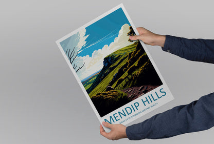 Mendip Hills Travel Print Wall Art Mendip Hills Wall Hanging Home Decor Mendip Hills Gift Art Lovers Wall Art ANOB Travel Art