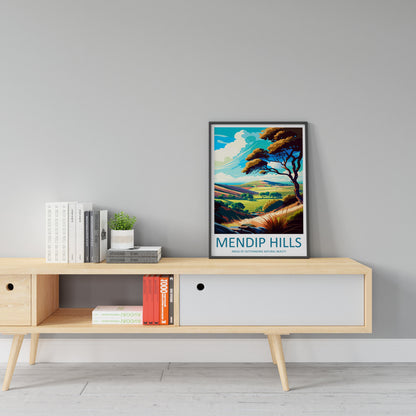 Mendip Hills Travel Print Wall Art Mendip Hills Wall Hanging Home Decor Mendip Hills Gift Art Lovers Wall Art ANOB Travel Art