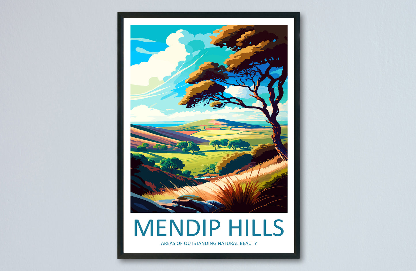 Mendip Hills Travel Print Wall Art Mendip Hills Wall Hanging Home Decor Mendip Hills Gift Art Lovers Wall Art ANOB Travel Art