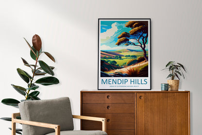Mendip Hills Travel Print Wall Art Mendip Hills Wall Hanging Home Decor Mendip Hills Gift Art Lovers Wall Art ANOB Travel Art