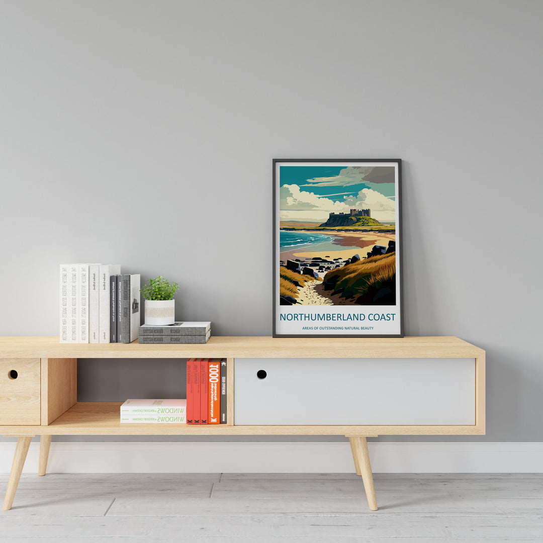 Northumberland Coast Travel Print Wall Art Northumberland Coast Wall Hanging Home Decor Northumberland Coast Gift Art Lovers Wall Art ANOB