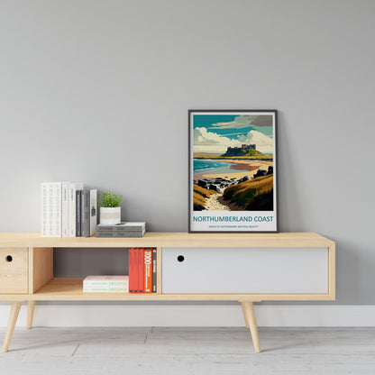Northumberland Coast Travel Print Wall Art Northumberland Coast Wall Hanging Home Decor Northumberland Coast Gift Art Lovers Wall Art ANOB