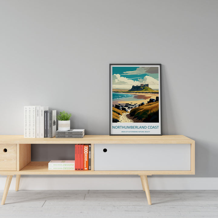 Northumberland Coast Travel Print Wall Art Northumberland Coast Wall Hanging Home Decor Northumberland Coast Gift Art Lovers Wall Art ANOB
