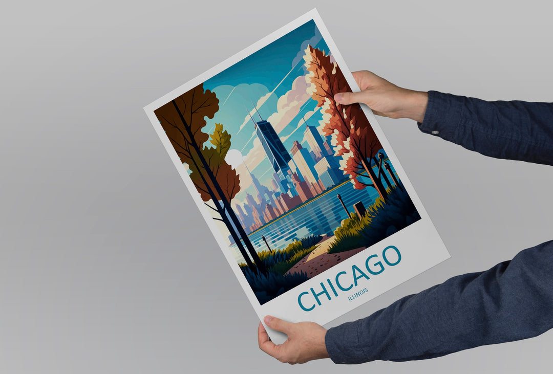 Chicago Travel Print Wall Art Chicago Wall Hanging Home Décor Chicago Gift Art Lovers Illinois Art Lover Gift