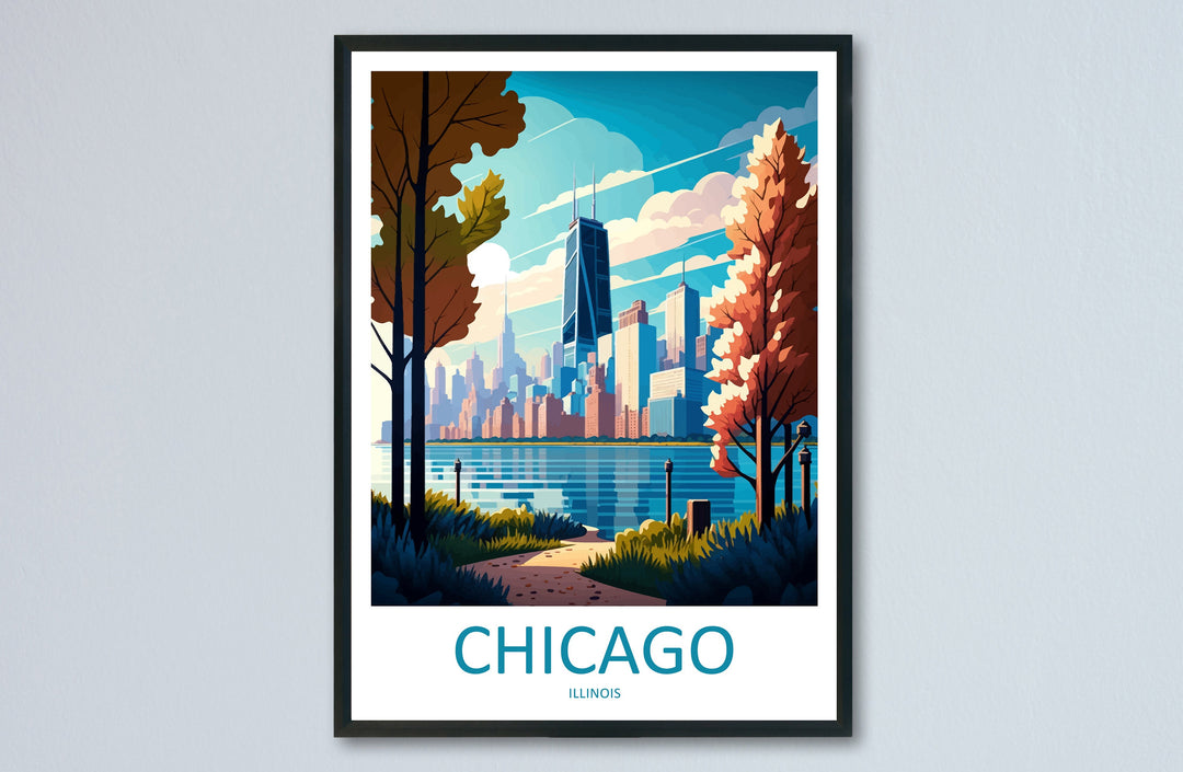 Chicago Travel Print Wall Art Chicago Wall Hanging Home Décor Chicago Gift Art Lovers Illinois Art Lover Gift
