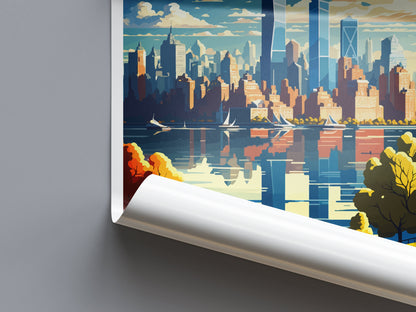 Manhattan New York Travel Print Wall Art Manhattan Wall Hanging Home Décor Manhattan Gift Art Lovers New York Art Lover