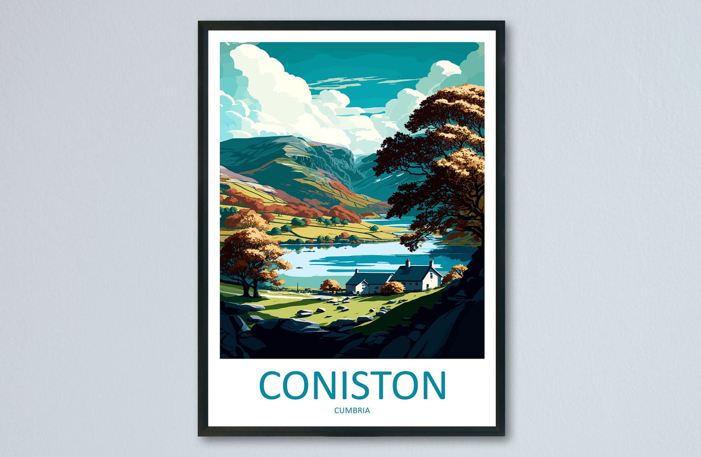 Coniston Travel Print Wall Art Coniston Wall Hanging Home Decoration Coniston Gift Art Lovers Wall Art Print Art Coniston Travel Art