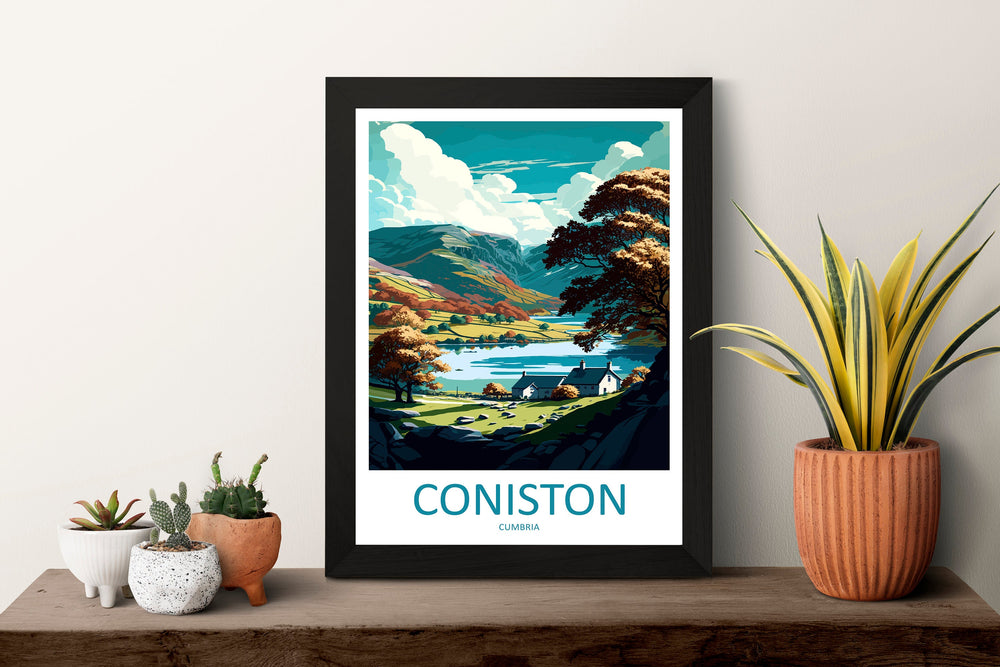 Coniston Travel Print Wall Art Coniston Wall Hanging Home Decoration Coniston Gift Art Lovers Wall Art Print Art Coniston Travel Art