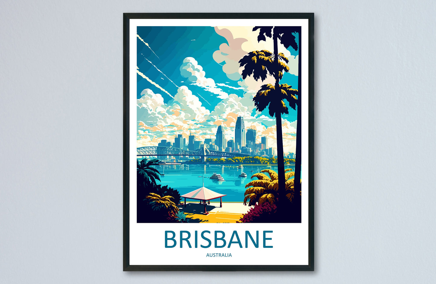 Brisbane Travel Print Wall Art Brisbane Wall Hanging Home Décor Brisbane Gift Art Lovers Wall Art Australia Travel Print Brisbane Decor