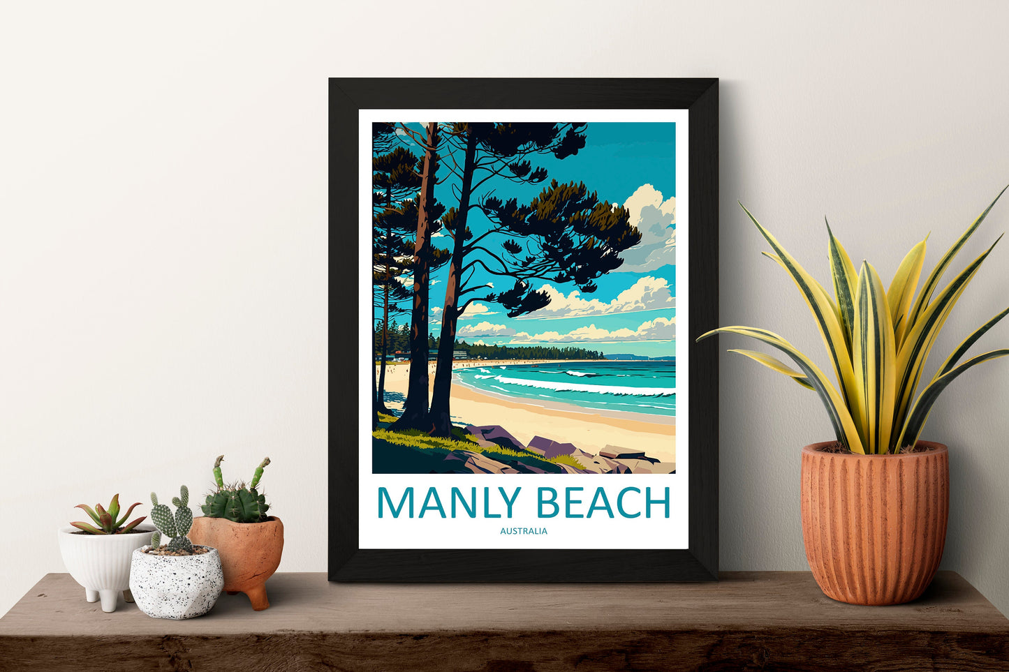Manly Beach Travel Print Wall Art Manly Beach Wall Hanging Home Décor Manly Beach Gift Art Lovers Wall Art Australia Travel Print