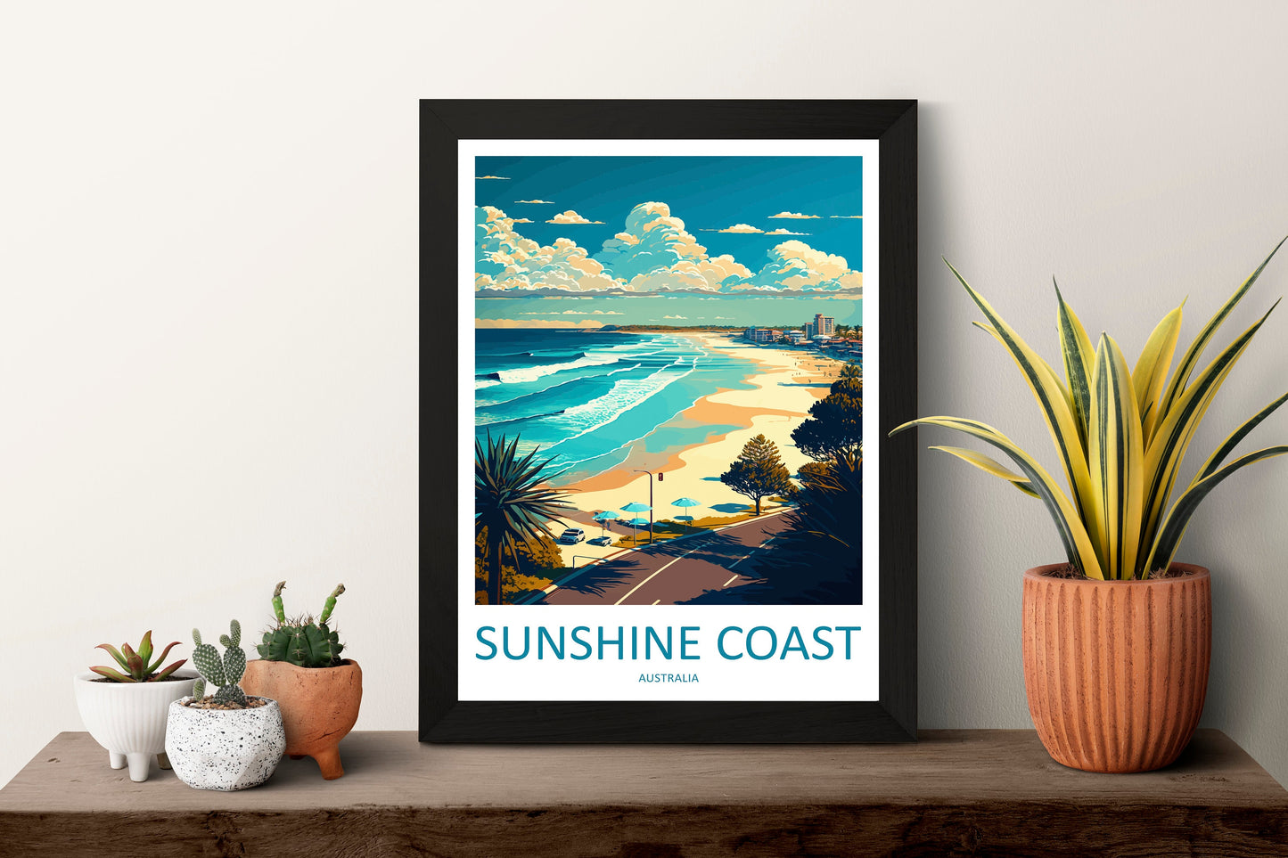 Sunshine Coast Travel Print Wall Art Sunshine Coast Wall Hanging Home Décor Sunshine Coast Gift Art Lovers Wall Art Australia Travel Art