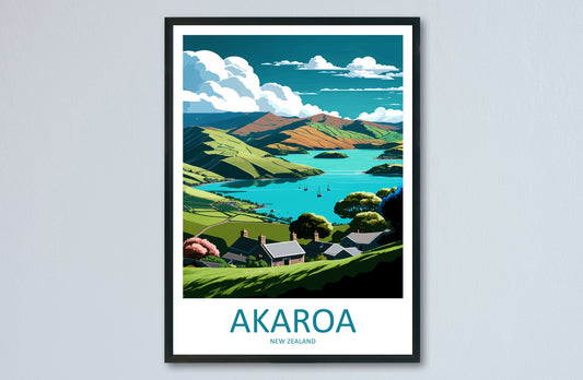 Akaroa Travel Print Wall Art Akaroa Wall Hanging Home Décor Akaroa Gift Art Lovers New Zealand Art Lover Gift Print Art