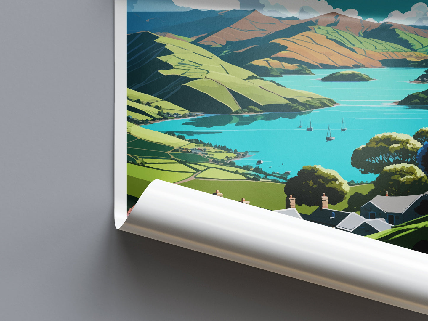 Akaroa Travel Print Wall Art Akaroa Wall Hanging Home Décor Akaroa Gift Art Lovers New Zealand Art Lover Gift Print Art