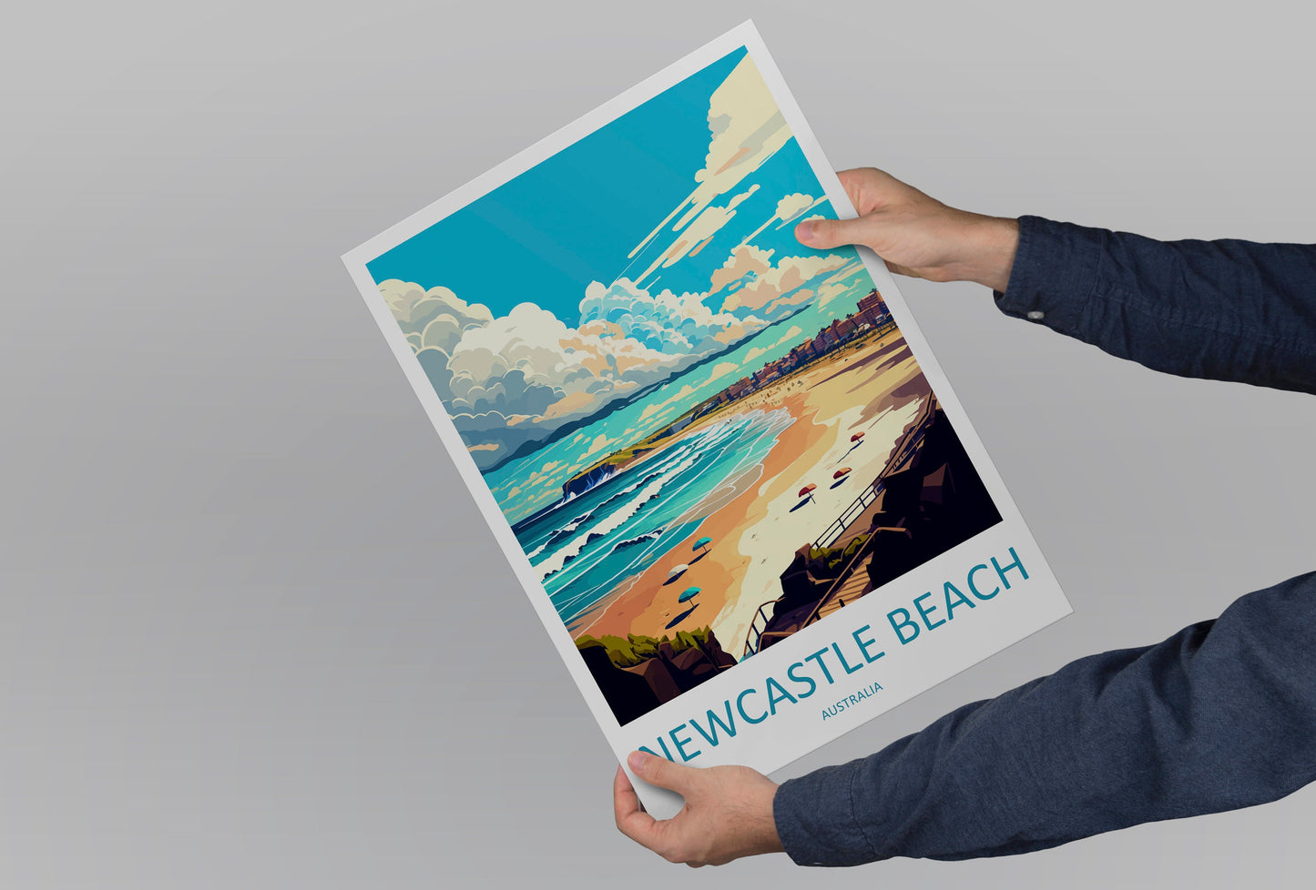 Newcastle Beach Travel Print Wall Art Newcastle Beach Wall Hanging Home Décor Newcastle Beach Gift Art Lovers Wall Art Australia Travel Art