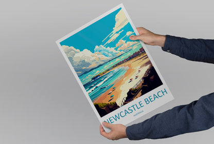 Newcastle Beach Travel Print Wall Art Newcastle Beach Wall Hanging Home Décor Newcastle Beach Gift Art Lovers Wall Art Australia Travel Art