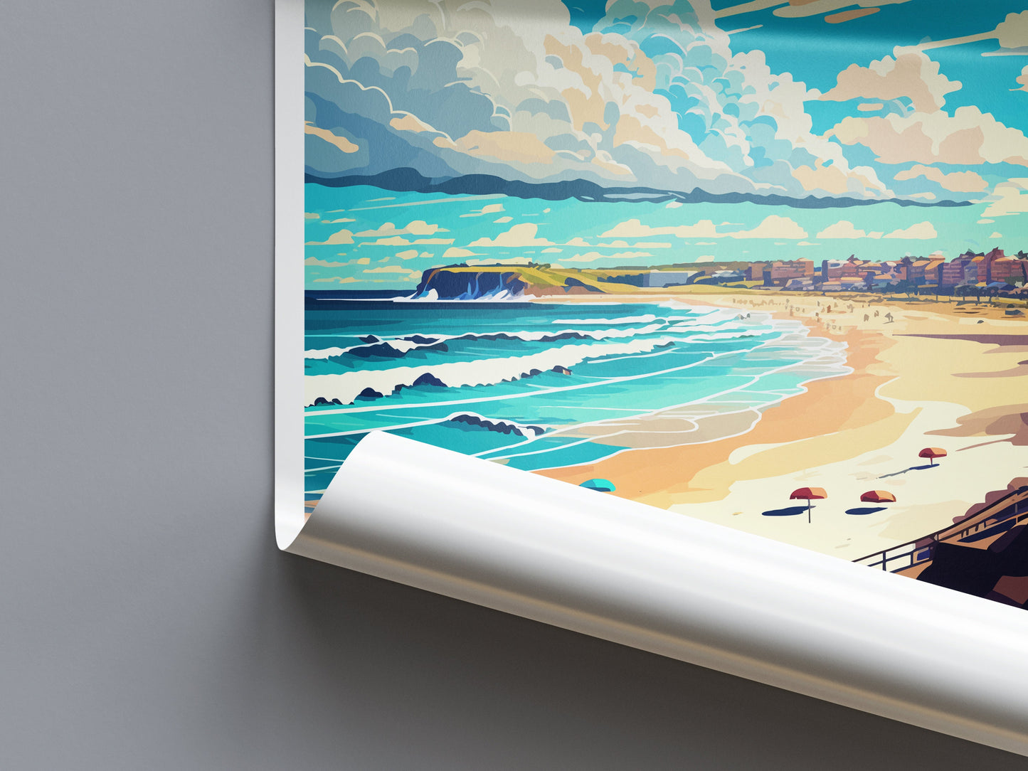 Newcastle Beach Travel Print Wall Art Newcastle Beach Wall Hanging Home Décor Newcastle Beach Gift Art Lovers Wall Art Australia Travel Art