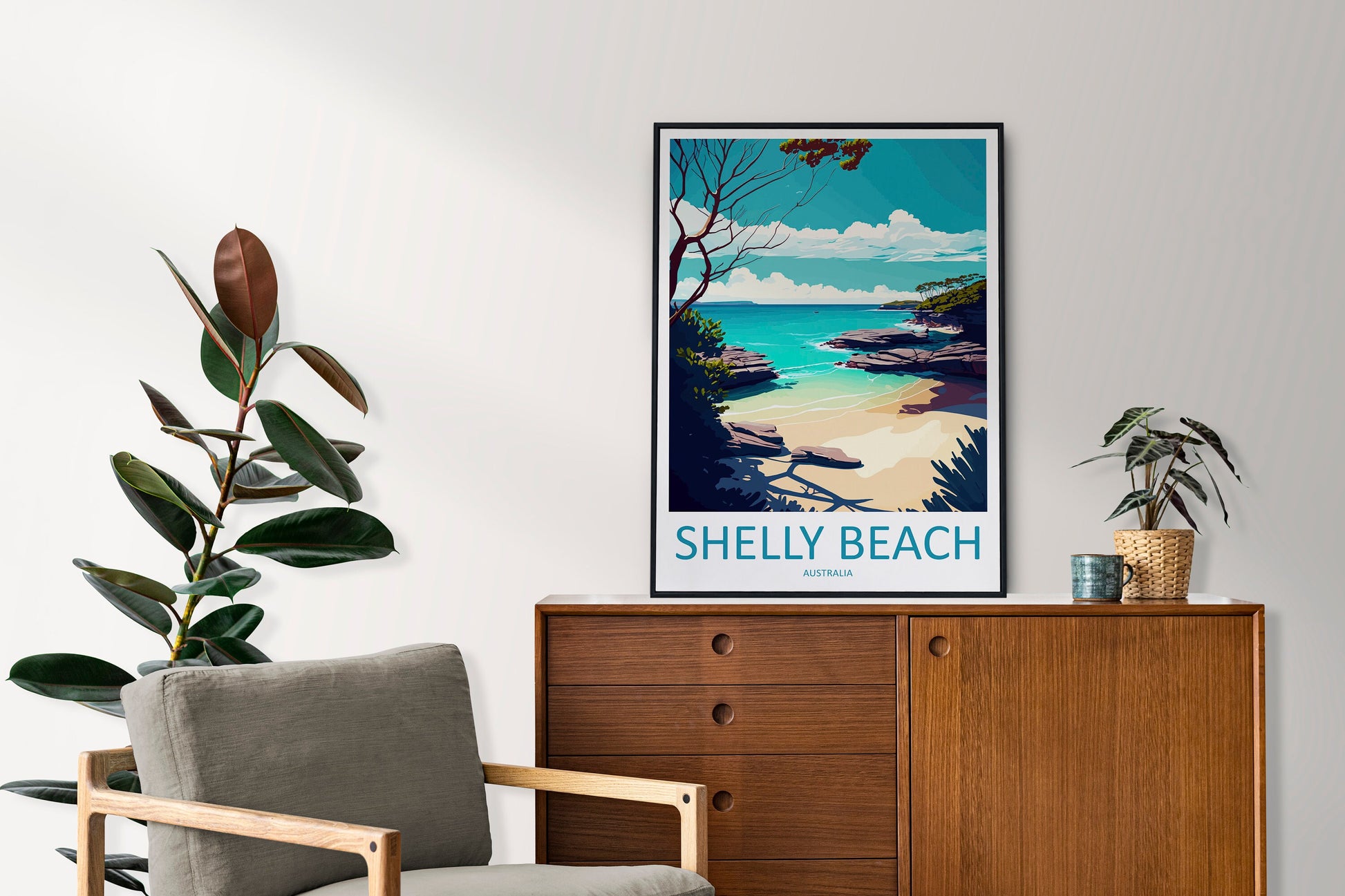 Shelly Beach Travel Print Wall Art Shelly Beach Wall Hanging Home Décor Shelly Beach Gift Art Lovers Wall Art Australia Travel Print