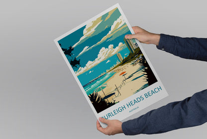 Burleigh Heads Beach Travel Print Wall Art Burleigh Heads Wall Hanging Home Décor Burleigh Heads Beach Gift Art Lovers Wall Art Australia