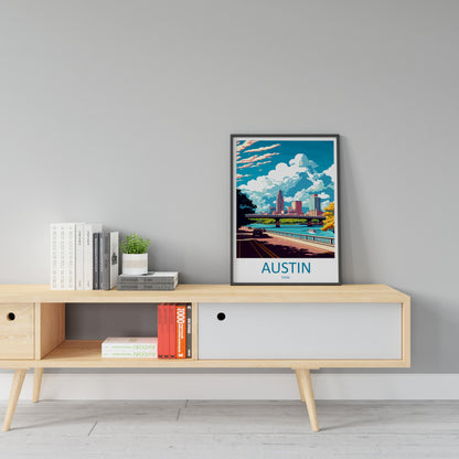 Austin Travel Print Wall Art Austin Wall Hanging Home Décor Austin Gift Art Lovers Texas Art Lover Gift Texas Travel Poster Artwork