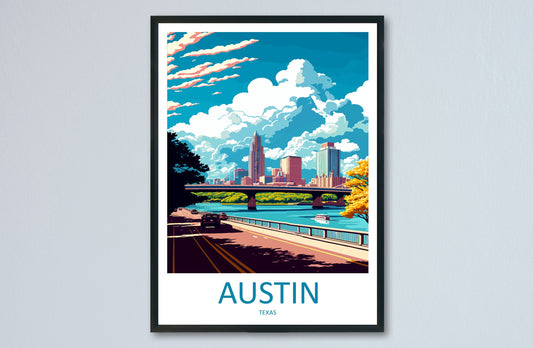 Austin Travel Print Wall Art Austin Wall Hanging Home Décor Austin Gift Art Lovers Texas Art Lover Gift Texas Travel Poster Artwork