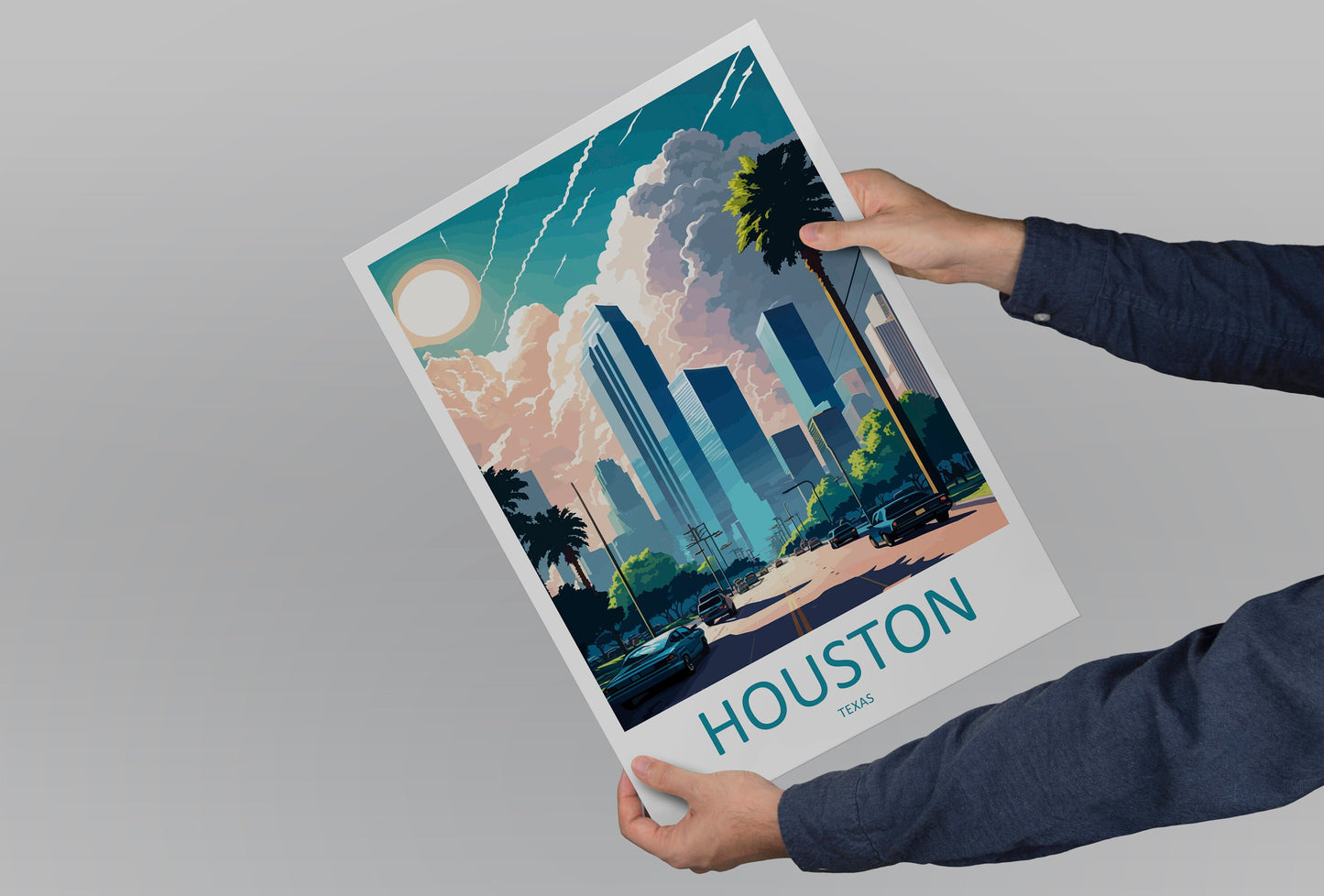 Houston Travel Print Wall Art Houston Wall Hanging Home Décor Houston Gift Art Lovers Texas Art Lover Gift Texas Travel Poster Artwork
