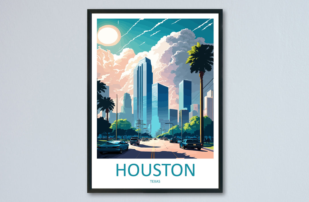Houston Travel Print Wall Art Houston Wall Hanging Home Décor Houston Gift Art Lovers Texas Art Lover Gift Texas Travel Poster Artwork