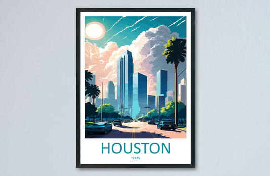 Houston Travel Print Wall Art Houston Wall Hanging Home Décor Houston Gift Art Lovers Texas Art Lover Gift Texas Travel Poster Artwork