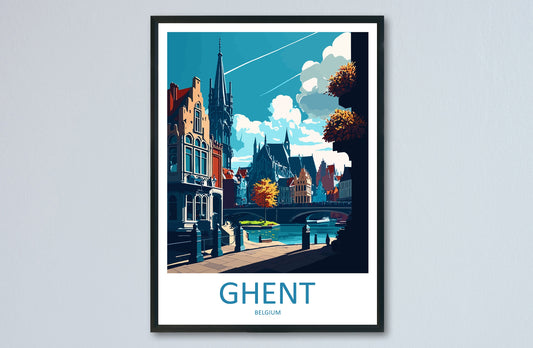 Ghent Travel Print Wall Art Ghent Wall Hanging Home Décor Ghent Gift Art Lovers Belgium Art Lover Gift Ghent Wall Décor