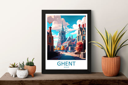 Ghent Travel Print Wall Art Ghent Wall Hanging Home Décor Ghent Gift Art Lovers Belgium Art Lover Gift Ghent Wall Décor